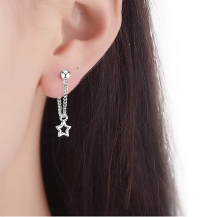 925 Sterling Silver Exquisite Star Dangle Earrings for Women Punk Drop Earrings for Women Sterling Silver Jewelry