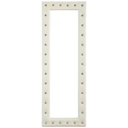 Beige 22 In. W X 63 In. H Modern Crystal Tufted Rectangle Framed Leaning Mirror