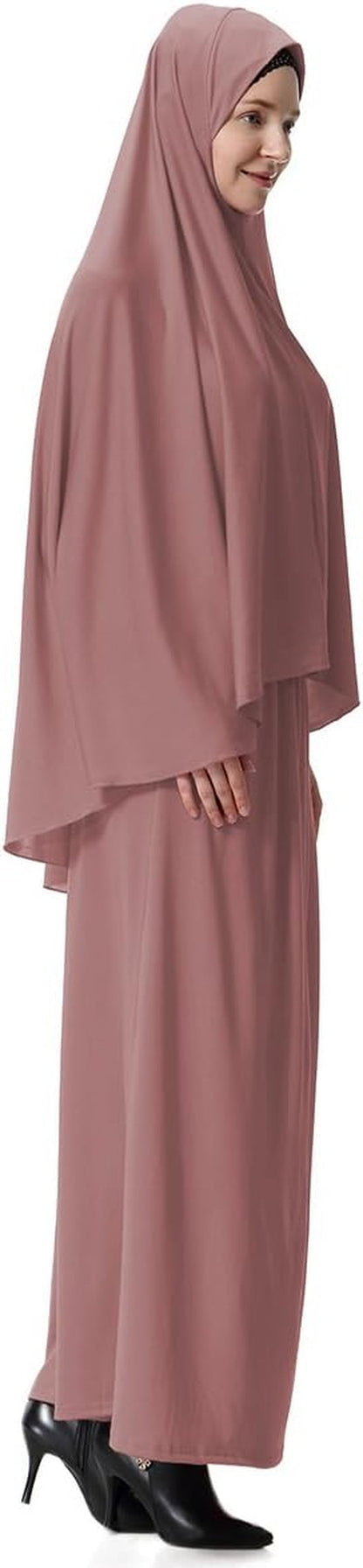 Muslim Islamic Women'S Khimar 2Pcs Sets Soft Distinctive Prayer Dress Hijab Abaya Suit(10 Colors Available)