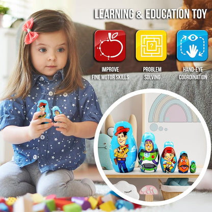 Matryoshka Matrioska Babuska Russian Nesting Wooden Doll Toy Story Matryoshika Babushka 5 Pcs Stacking Hand Painting Beautiful Nested Craft Matriosjka
