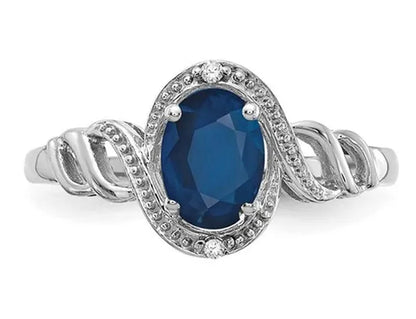 Ladies 1.00 Carat (ctw) Natural Blue Sapphire Ring in 10K White Gold