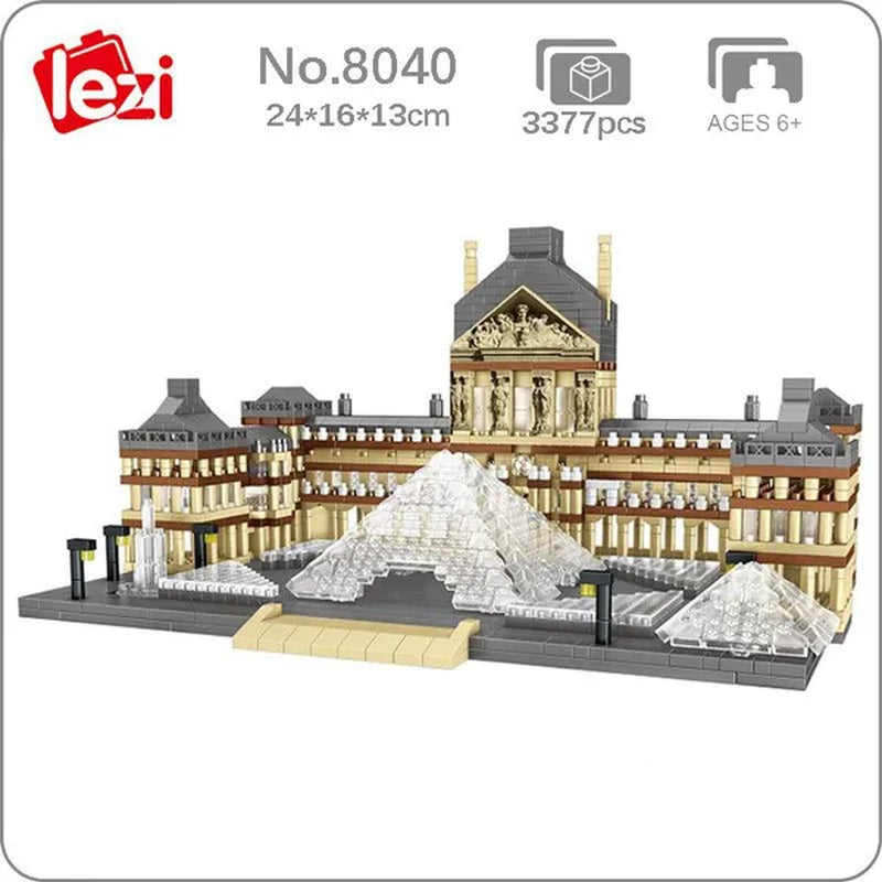 World Architecture Colosseum Leaning Tower Louvre Museum Cathedral Museum Church 3D Model DIY Mini Diamond Blocks Bricks Building Toy for Children Gift no Box