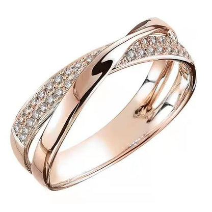 Fashion Micro Magnetic Slimming Ring 925 Sterling Silver White Sapphire Cross Rose Gold Ring Diamond Ring Women's Fat Burning Magnetic Therapy Weight Loss Jewelry