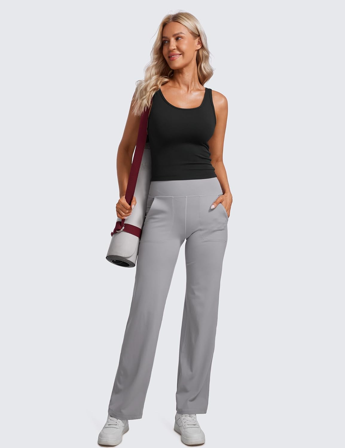 Womens Butterluxe Double Lined Workout Tank Tops Scoop Neck Racerback Cropped Casual Sleeveless Shirt