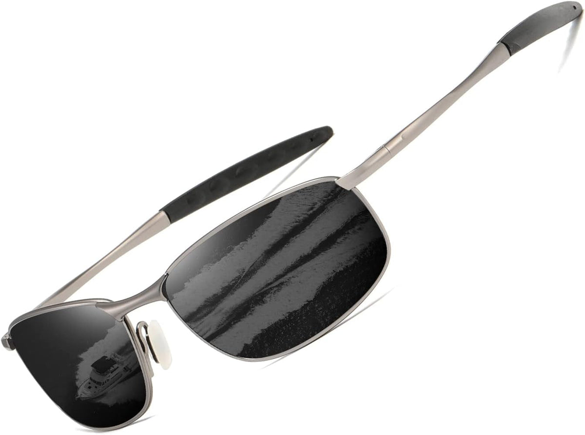 Polarized Sunglasses For Men Rectangle Metal Frame Retro Sun Glasses AE0395