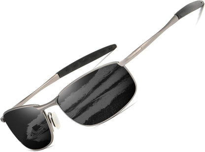 Polarized Sunglasses For Men Rectangle Metal Frame Retro Sun Glasses AE0395