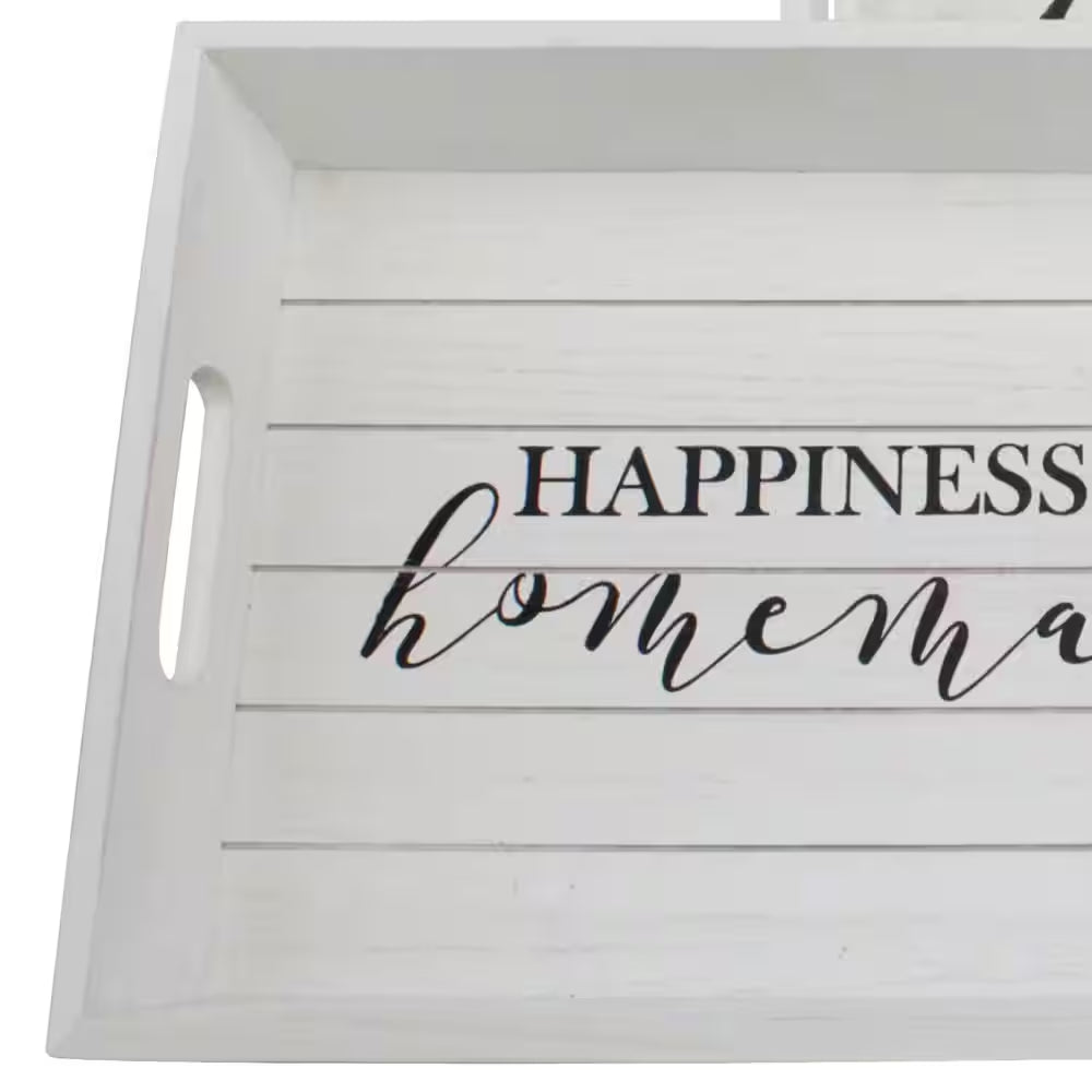 White Wooden Trays (Set of 2)