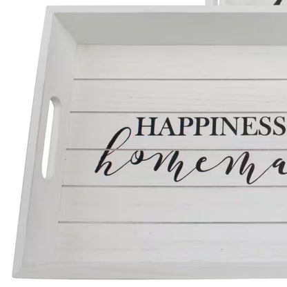 White Wooden Trays (Set of 2)