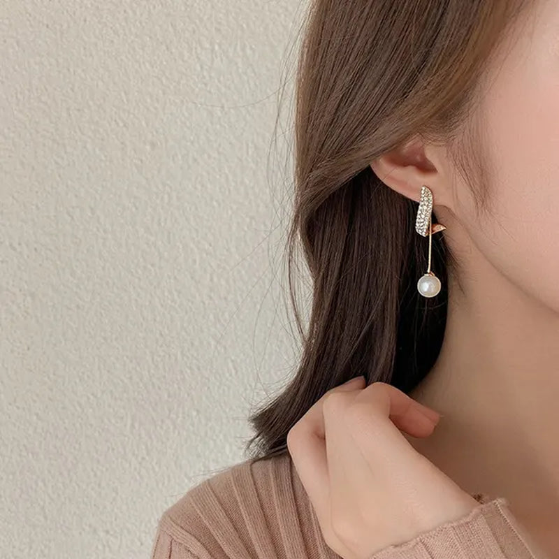 New Trend Elegant Pearl Tassel Long Crystal Earrings for Women Fashion Dangle Earring Crystal Jewelry Diamond Earrings Anniversary Birthday Party Jewelry Earrings Christmas Gifts