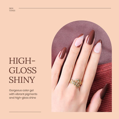 Nail Set 6 Colors Skin Tones Collection Nude Pink Gel Nail Polish Brown Neutral Soak off Uv Led Lamp Needed Manicure Diy Home