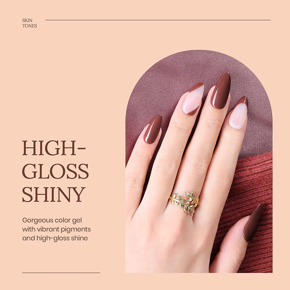 Nail Set 6 Colors Skin Tones Collection Nude Brown Gel Nail Polish Pink Neutral Soak off Uv Led Lamp Needed Manicure Diy Home Gift for Girls