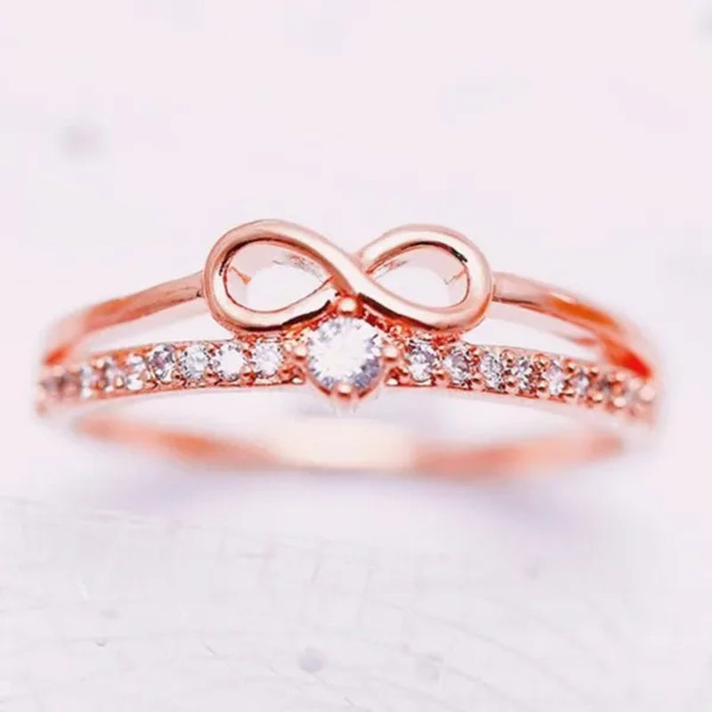 Fashion Gold Plated Infinity Diamond Rings for Women Bridal Engagement Wedding Ring Jewelry Proposal Gift