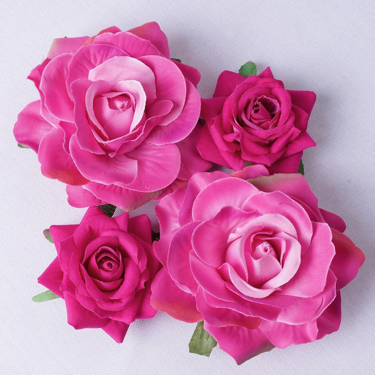 Rose Hair Clip Flower Hairpin Rose Brooch Floral Clips, 4 Pcs Fabric Rose Flowers Hair Clips Mexican Hair Flowers Pin up Headpieces for Woman Girl Wedding Party Mother'S Day (Hot Pink)