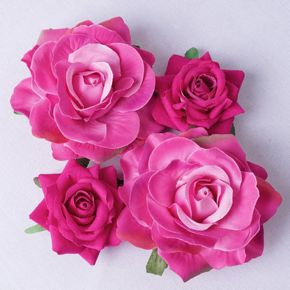 Rose Hair Clip Flower Hairpin Rose Brooch Floral Clips, 4 Pcs Fabric Rose Flowers Hair Clips Mexican Hair Flowers Pin up Headpieces for Woman Girl Wedding Party Mother'S Day (Hot Pink)