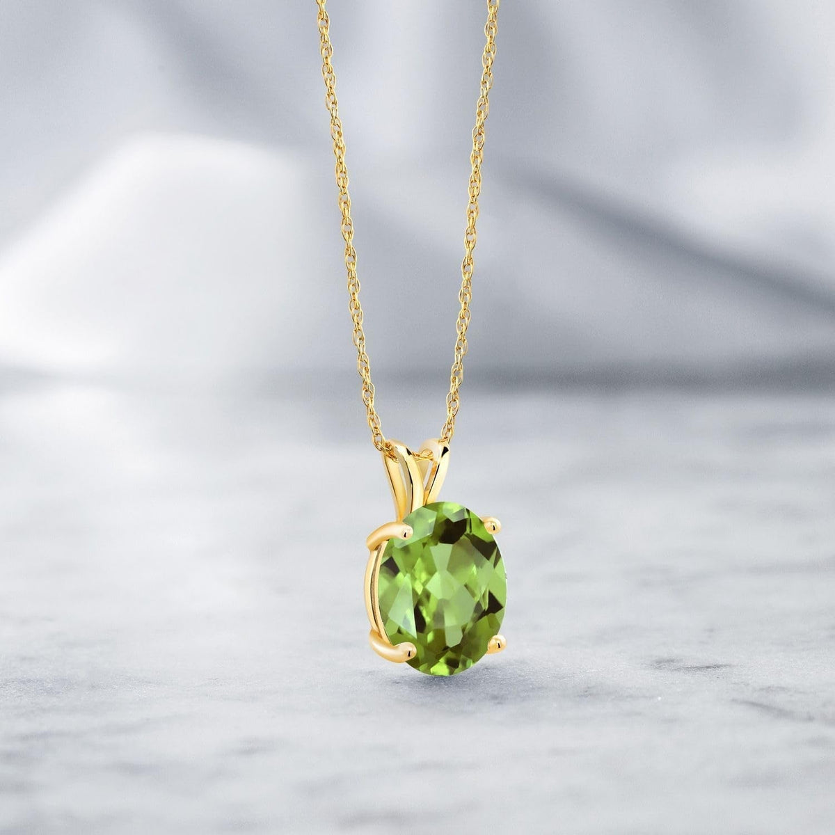 14K Yellow Gold Oval Gemstone Birthstone Pendant Necklace | Oval 11X9MM | Gold Necklace for Women | with 18 Inch 14K Gold Chain