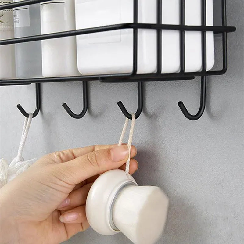 Wall Mounted Hanging Storage Shelf Kitchen Bathroom Shower Storage Rack Punch Free