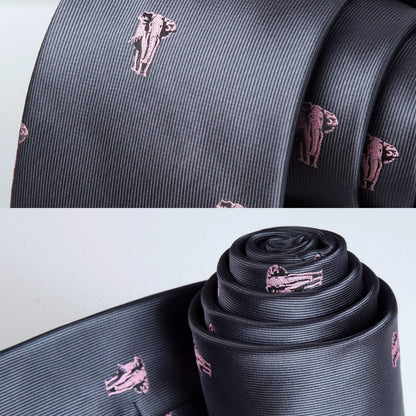 Ties for Men Classic Animal Tie and Pocket Square Set Jacquard Woven Silk Neckties Handkerchief Wedding Party