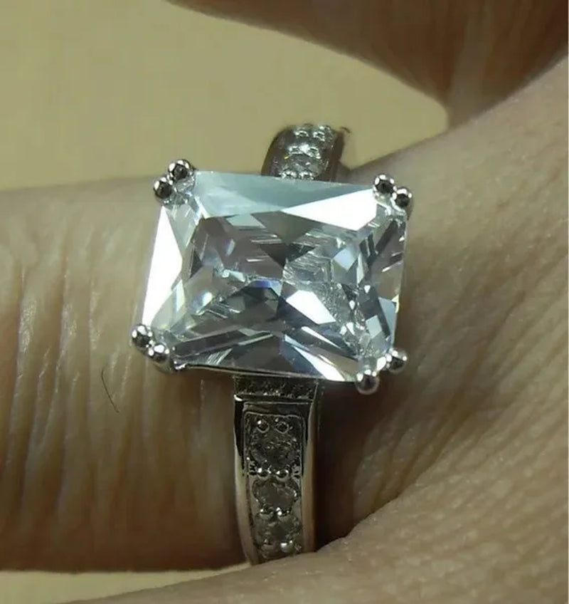 6-Color Natural 3.58CT White/Alexandrite/Sapphire/Pink/Emerald/Ruby Diamond 14K White Gold Ring Size 6-10
