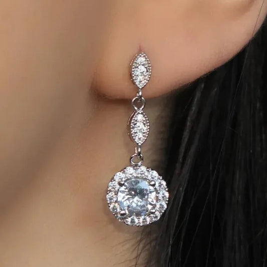 Fashion Women Earrings Cubic Zirconia Drop Earrings for Bridal Engagement Wedding Earrings Jewelry Gift