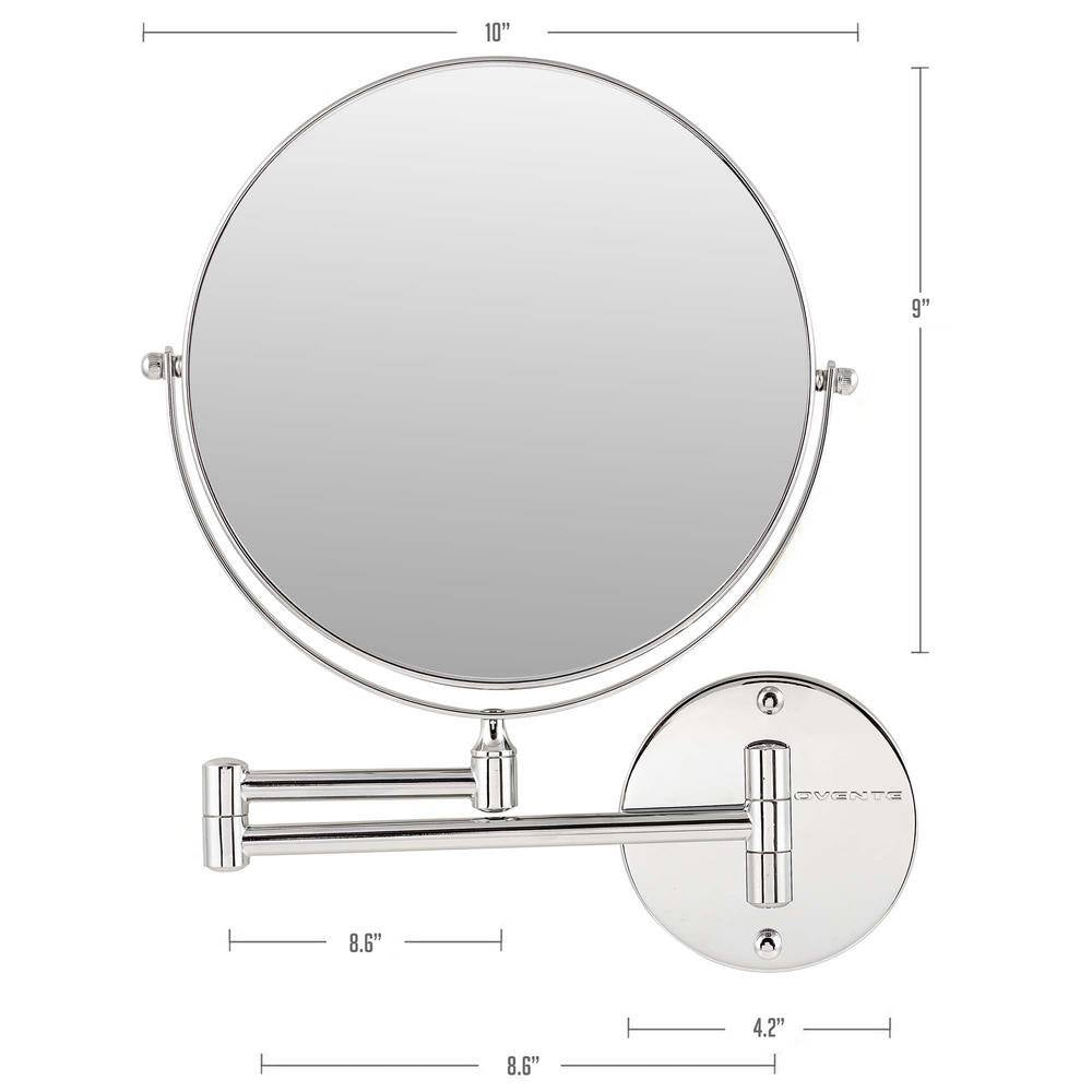 Small round Polished Chrome Tilting Modern Mirror (13.6 In. H X 1.6 In. W)