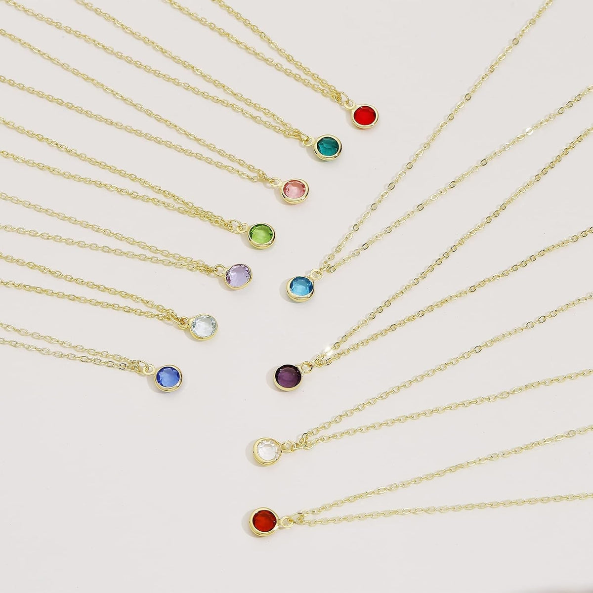 18K Gold Plated Dainty Birthstone Pendant Necklace Personalized Minimalist Simulated Diamond Cubic Zirconia Birthstone Charm Everyday Necklaces Simple Birthday Gift Daily Jewelry for Women