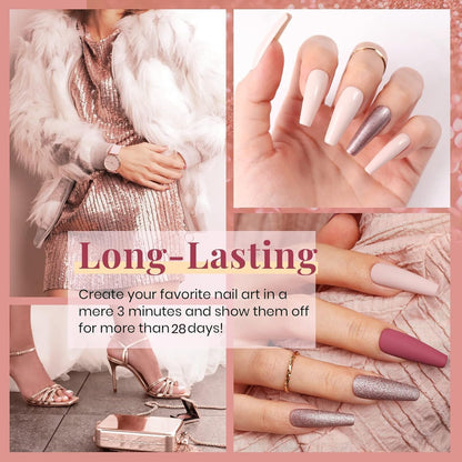 Beetles 23Pcs Gel Nail Polish Kit with Glossy Matte Top Coat and Base Coat Girls Night Collection White Nude Gray Glitters Gel Nail Polish Set U V Soak Off Holiday Manicure for Women Girls