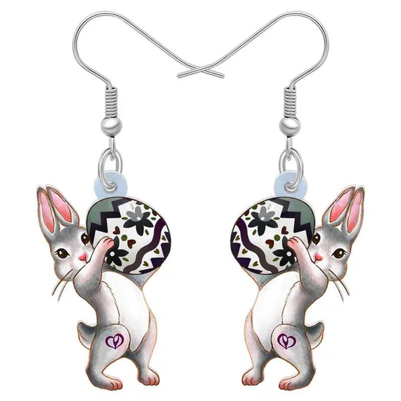 Acrylic Easter Eggs Bunny Hare Rabbit Earrings Drop Dangle Egge Jewelry For Women Girls Kids Charms Festival Gift Accessories