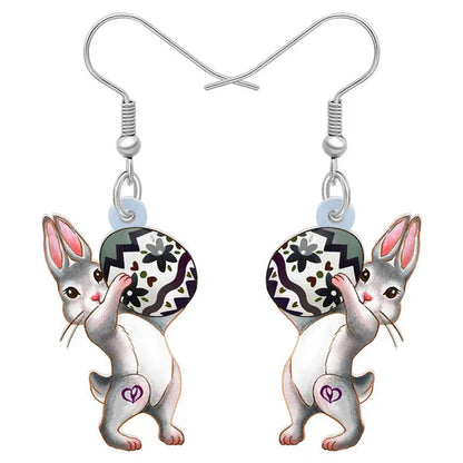 Acrylic Easter Eggs Bunny Hare Rabbit Earrings Drop Dangle Egge Jewelry For Women Girls Kids Charms Festival Gift Accessories
