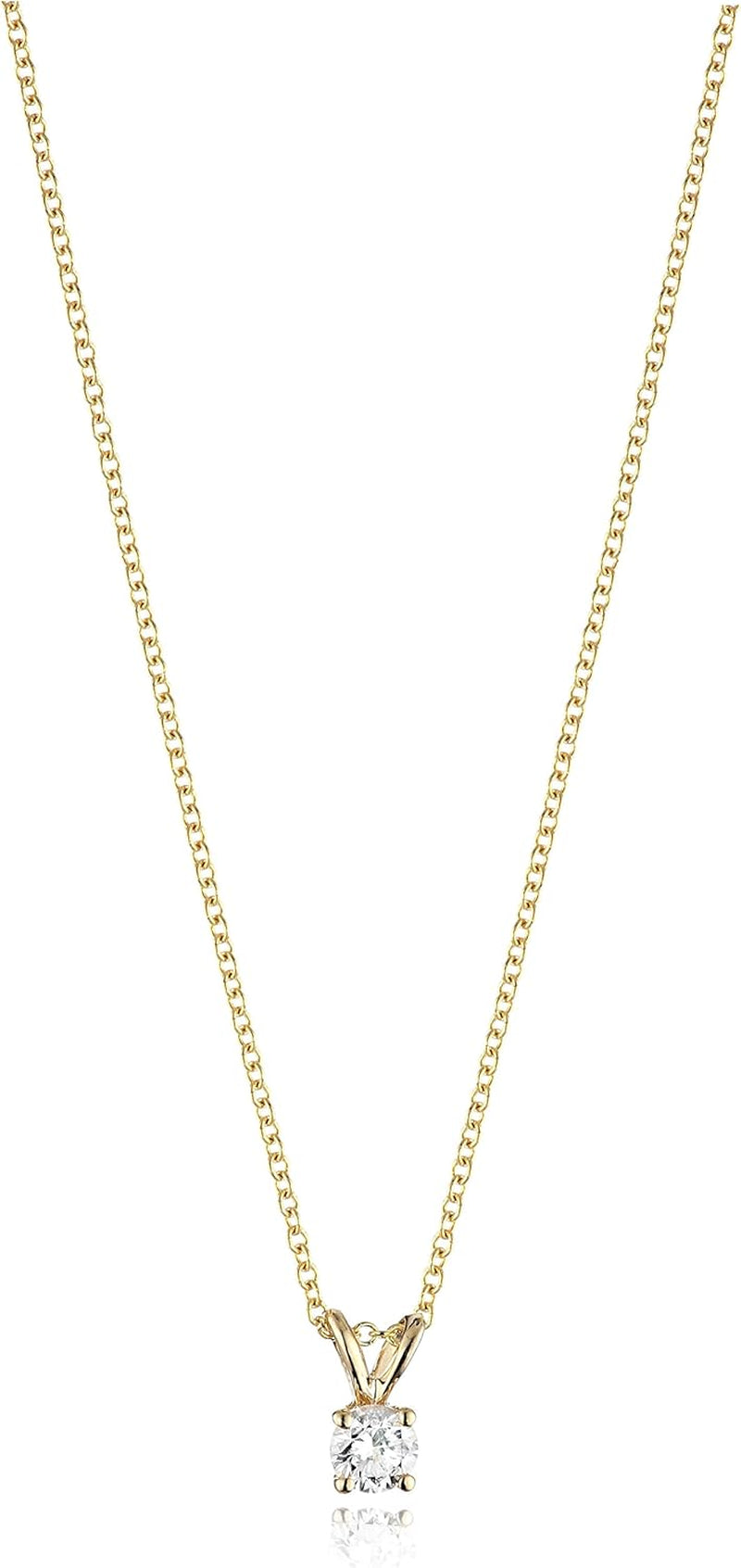 14K Gold Adjustable Prong Set Round-Cut Diamond Pendant , (Previously Amazon Collection)