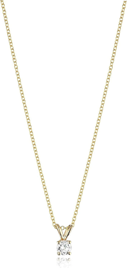 14K Gold Adjustable Prong Set Round-Cut Diamond Pendant , (Previously Amazon Collection)