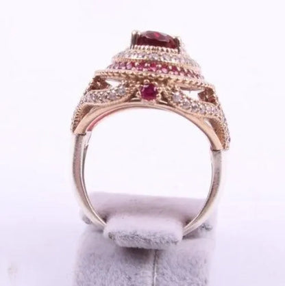 Fashion Accessories Women Fashion 925 Sterling Silver Ancient Ring Ruby Natural Gemstone High Jewelry Size 5-10