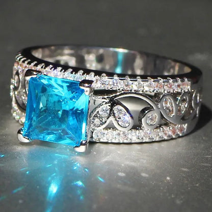 Elegant  Silver Yellow Diamond Birthstone Gemstones Engagement Wedding Anniversary Ring Size 6 7 8 9 10