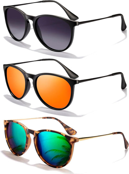 Sunglasses Womens Men Polarized UV Protection Trendy Vintage Retro Round Mirrored Lens Sunglasses For Women