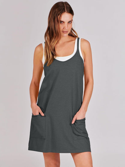 Women Summer Mini Romper Dress Workout Tennis Active Sports Athletic Outfits Built in Shorts Trendy Vacation