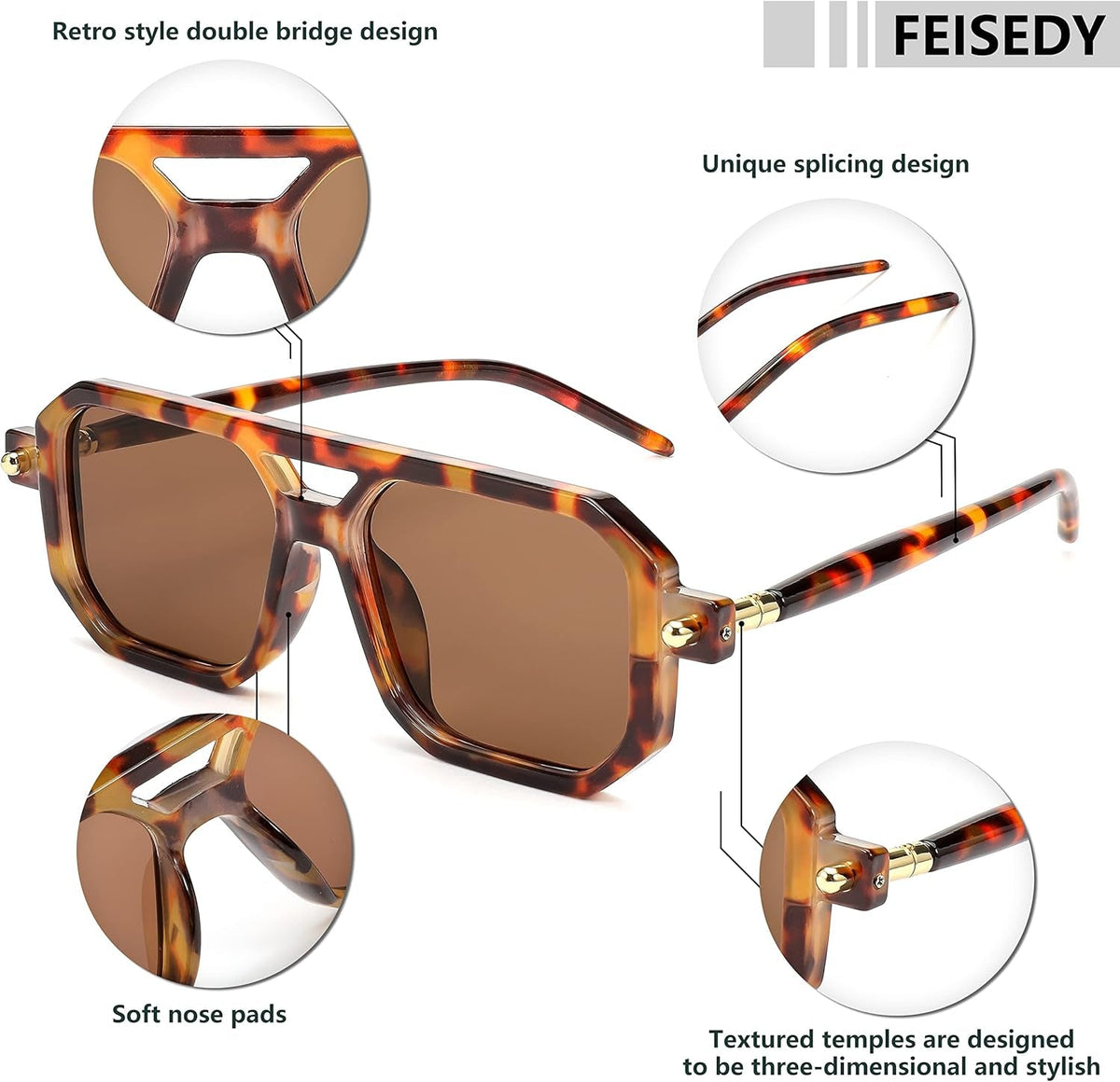 Vintage Square 70S Flat Aviator Sunglasses Women Men Classic Retro Stylish Frame UV400 Sunglasses B2622