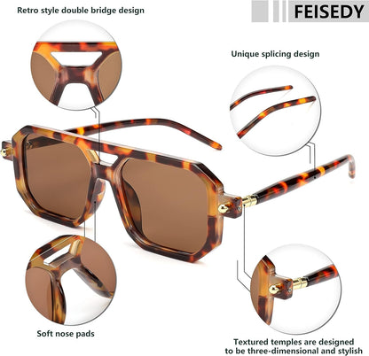 Vintage Square 70S Flat Aviator Sunglasses Women Men Classic Retro Stylish Frame UV400 Sunglasses B2622