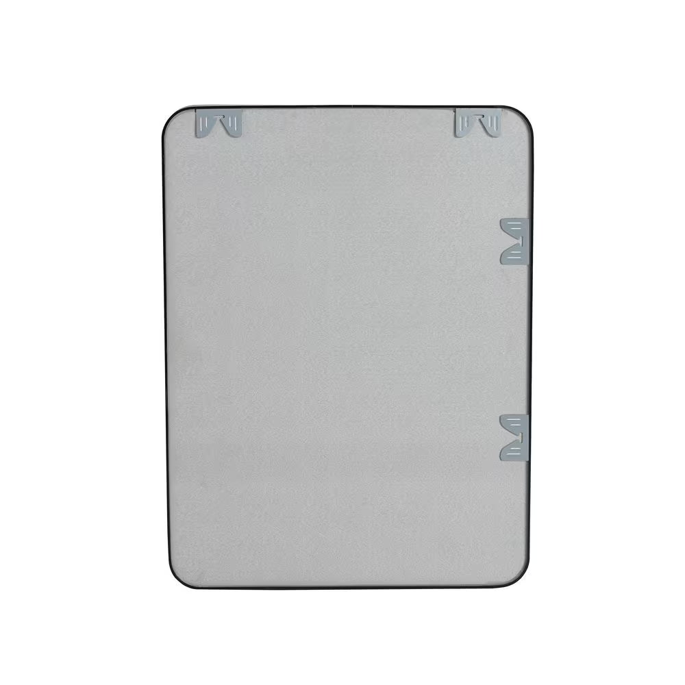 24 In. W X 32 In. H Rectangular Metal Framed Wall Bathroom Vanity Mirror in Matte Black