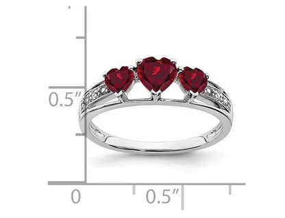 3/4 Carat (ctw) Lab Created Heart Ruby Ring in 14K White Gold