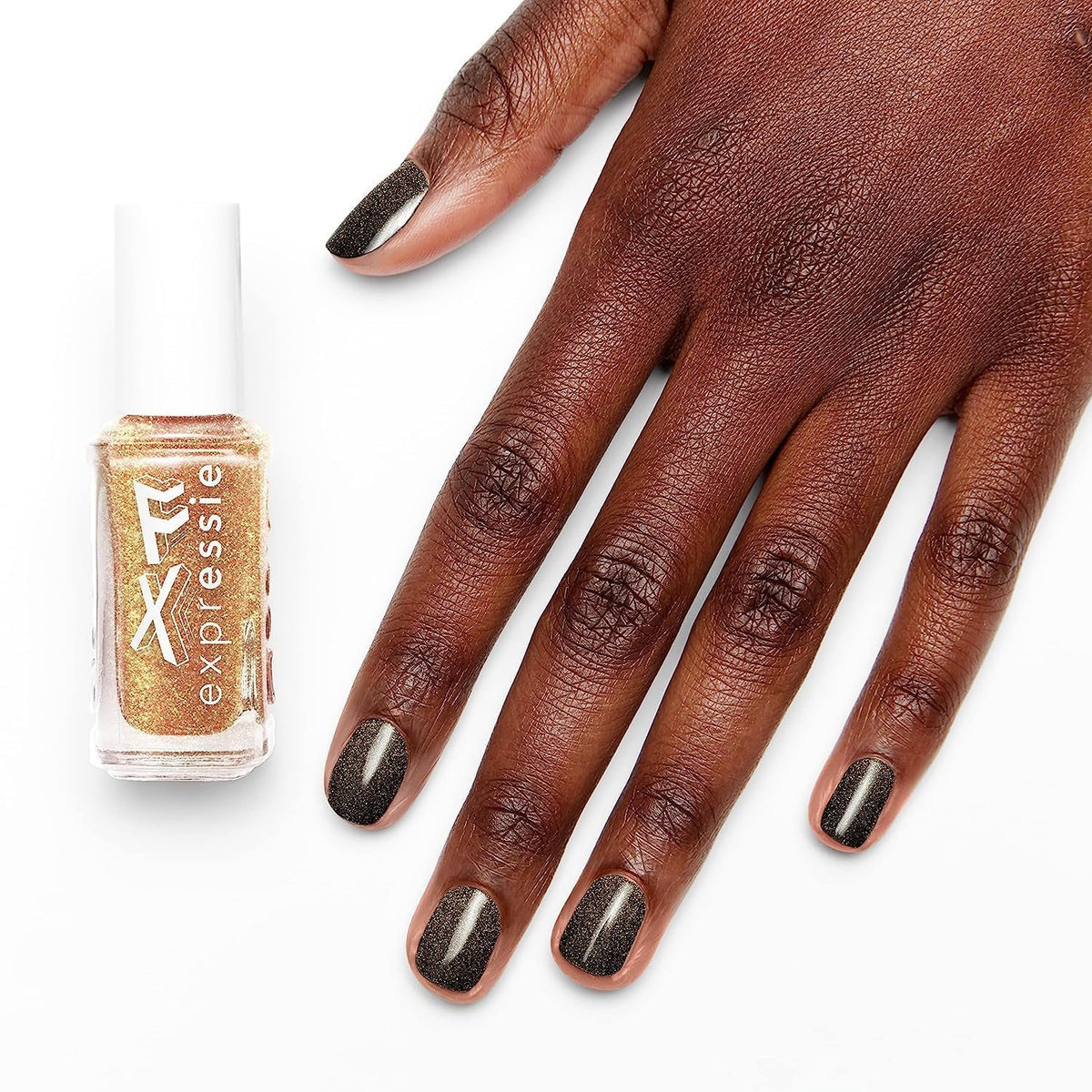 expr™ nail polish, 24k FX Top Coat, Expr FX collection, gold glitter shimmer, 8-free vegan gold glitter, 8-free vegan 0.33 fl oz