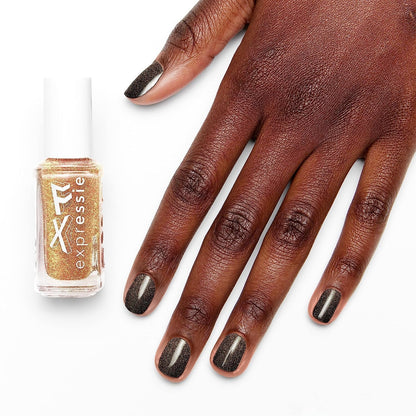 expr™ nail polish, 24k FX Top Coat, Expr FX collection, gold glitter shimmer, 8-free vegan gold glitter, 8-free vegan 0.33 fl oz