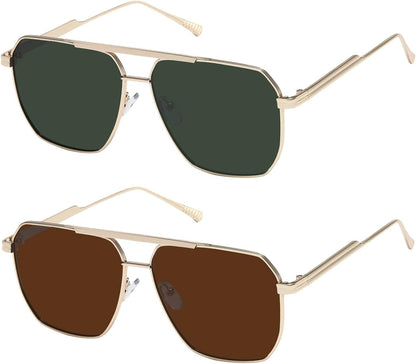 Polarized Sunglasses Womens Men Retro Oversized Square Vintage Shades Classic Large Metal Sun Glasses K1221