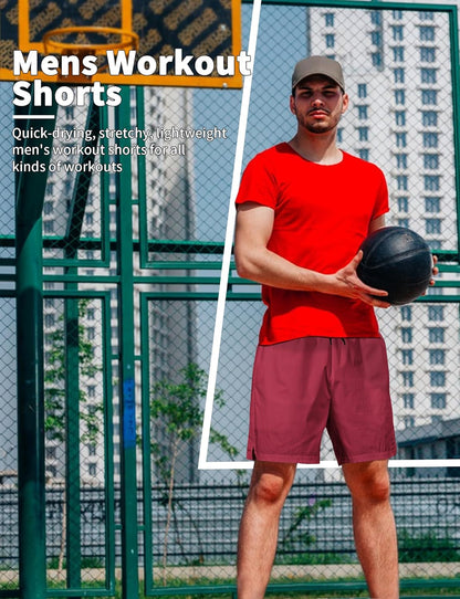2 Pack Mens Athletic Shorts 5 Inch Inseam Workout Gym Running Shorts for Men Quick Dry Lightweight Summer Shorts