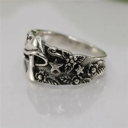 Exquisite Fashion Jewelry 925 Sterling Silver Mushroom and Star Ring Men and Women Wedding Band Engagement Promise Rings Anniversary Birthday Christmas Friendship Gift Couple Jewelry Rings Size 6-13