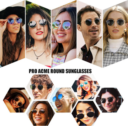 Small Round Metal Polarized Sunglasses for Women Retro Designer Style