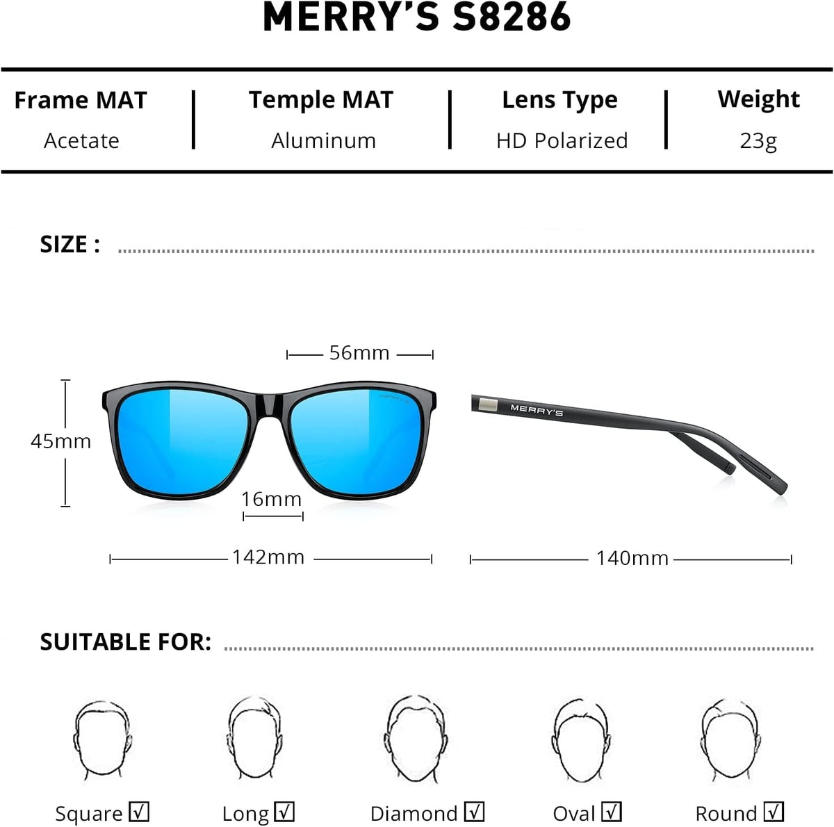 Unisex Polarized Aluminum Sunglasses Vintage Sun Glasses for Men/Women S8286
