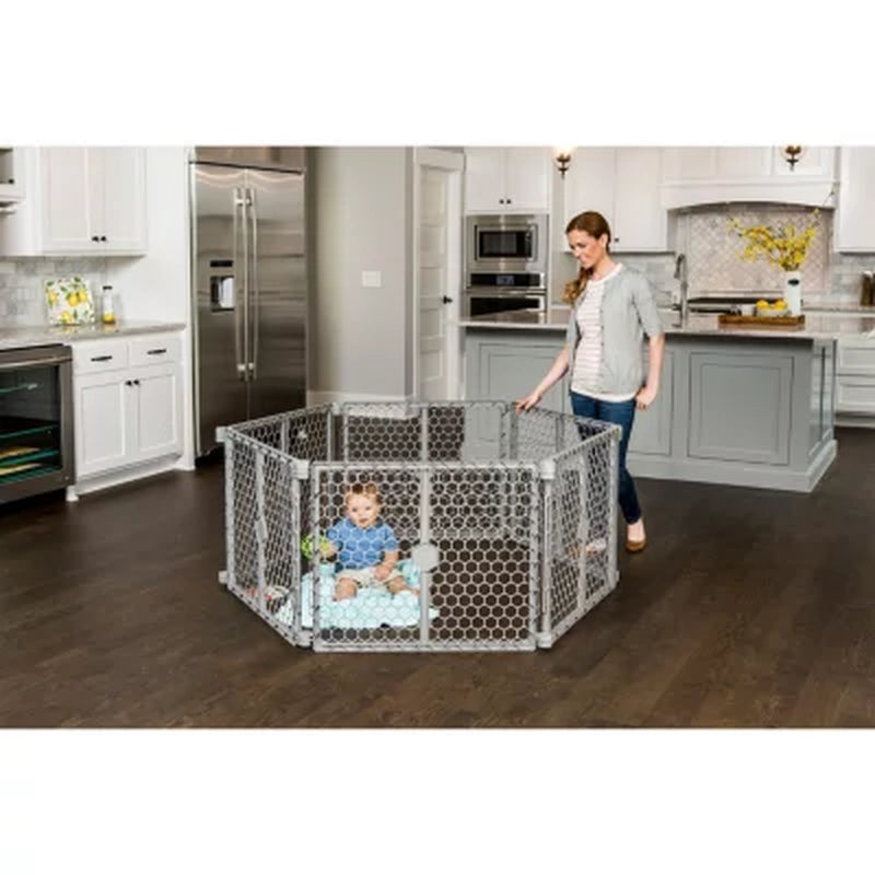 Regalo 2-In-1 Play Yard and Safety Gate, Gray