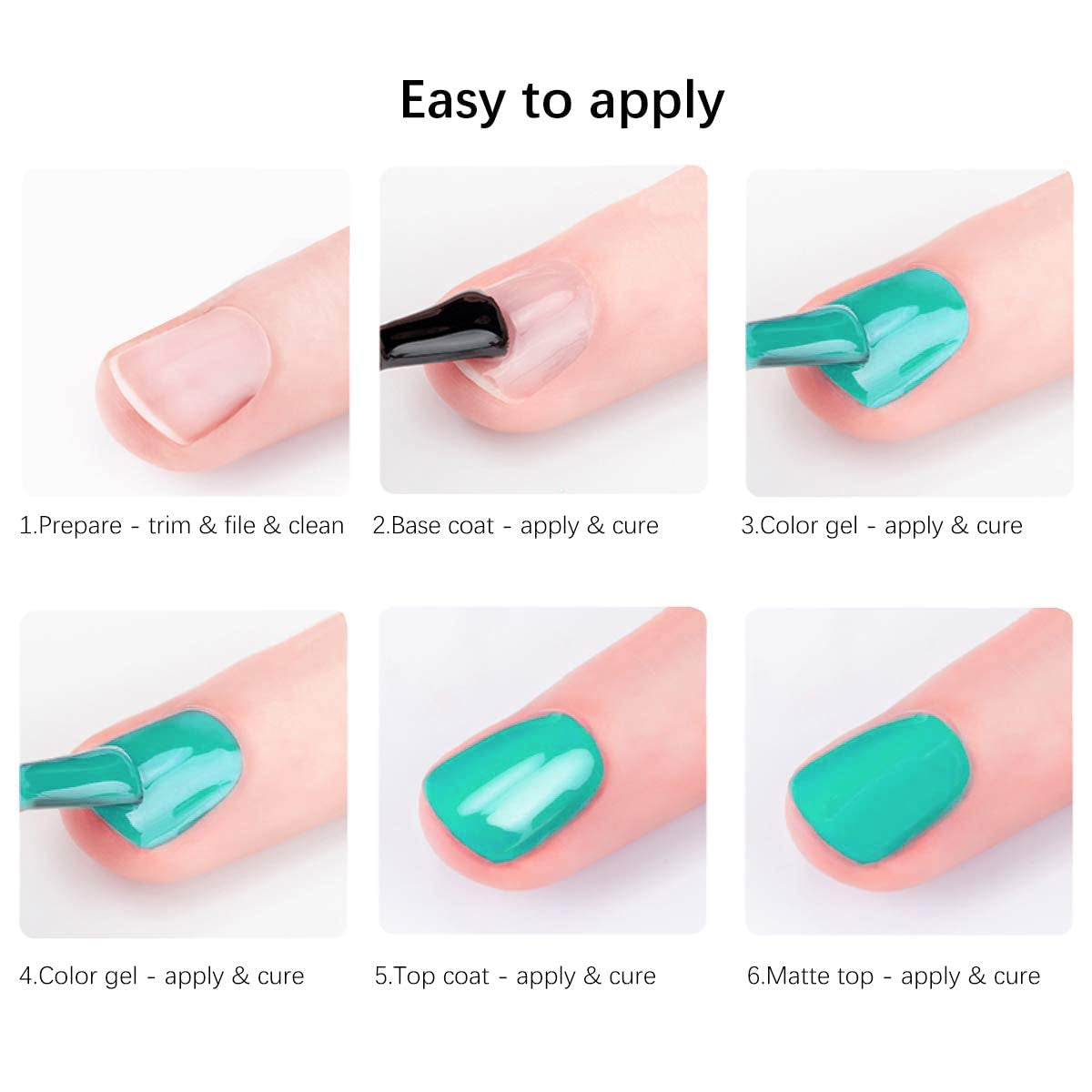 Gel Nail Polish-Gel Nail Polish Kit,UV Soak-off Nail Gel Home DIY Manicure,6Pcs/Set Summer Series Mint-Green Light-Purple Baby-Blue Light-Pink,Gel Nail Kit for Starter