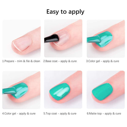 Gel Nail Polish-Gel Nail Polish Kit,UV Soak-off Nail Gel Home DIY Manicure,6Pcs/Set Summer Series Mint-Green Light-Purple Baby-Blue Light-Pink,Gel Nail Kit for Starter