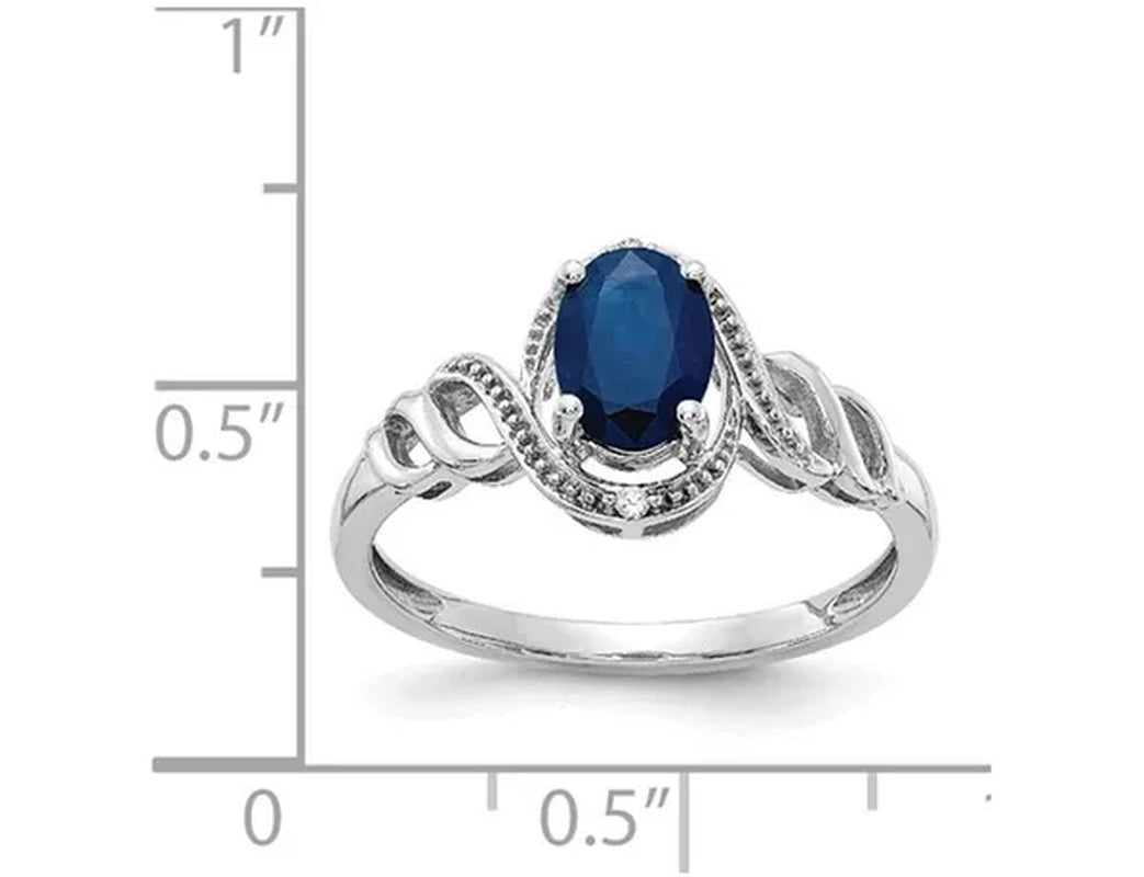 Ladies 1.00 Carat (ctw) Natural Blue Sapphire Ring in 10K White Gold