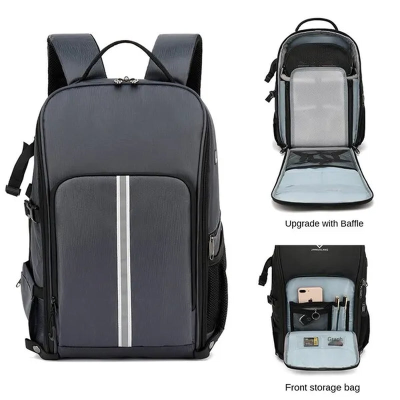 SLR Digital Camera Bag Drone Backpack Multifunctional outdoor waterproof camera bag Foldable carrying tripod suitable for Canon Nikon Fuji SONY/DJI Drones can carry a 17.3-inch laptop as well as come with USB port